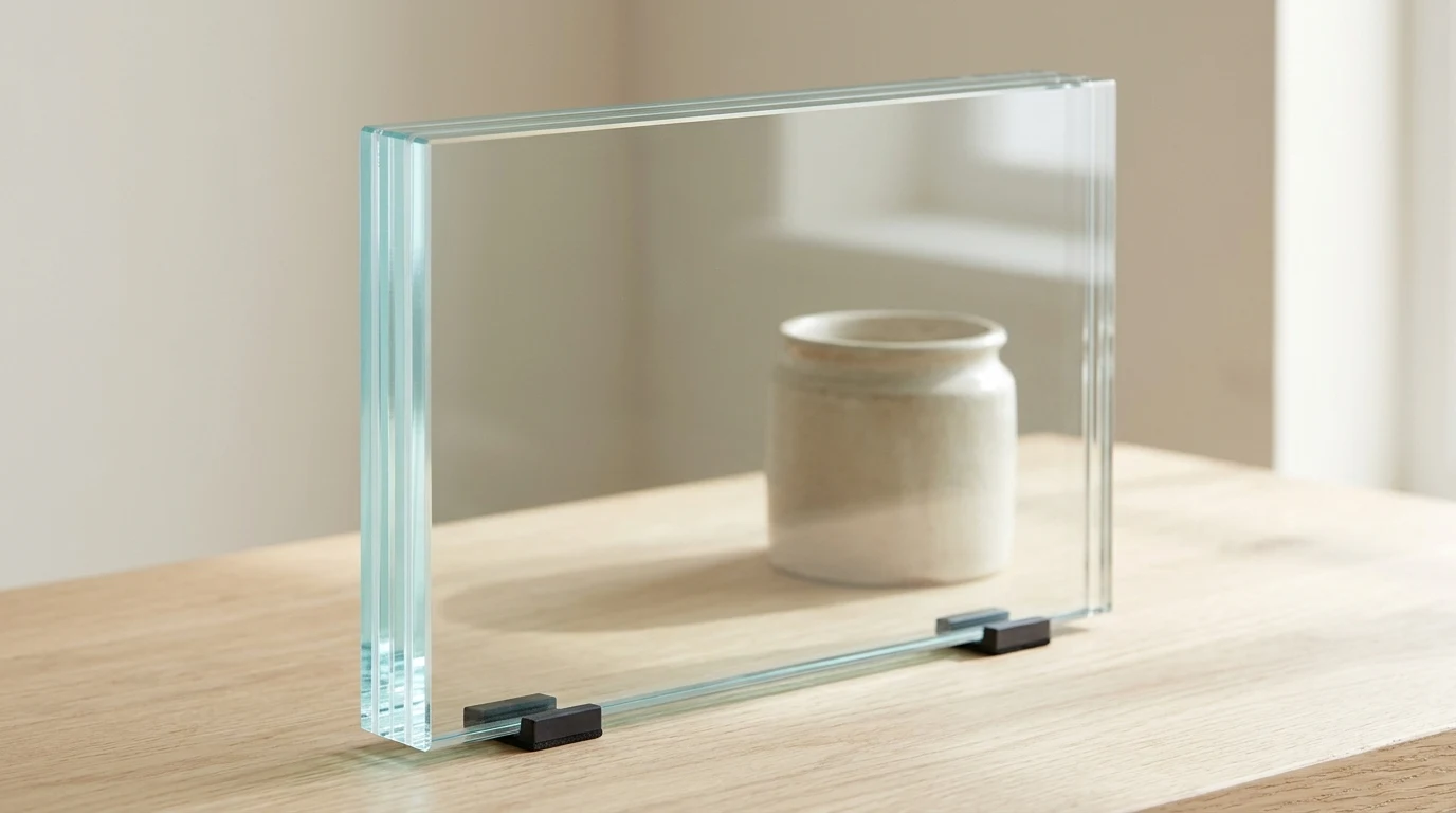 Bonded low-iron laminated glass with three contiguous glass plies