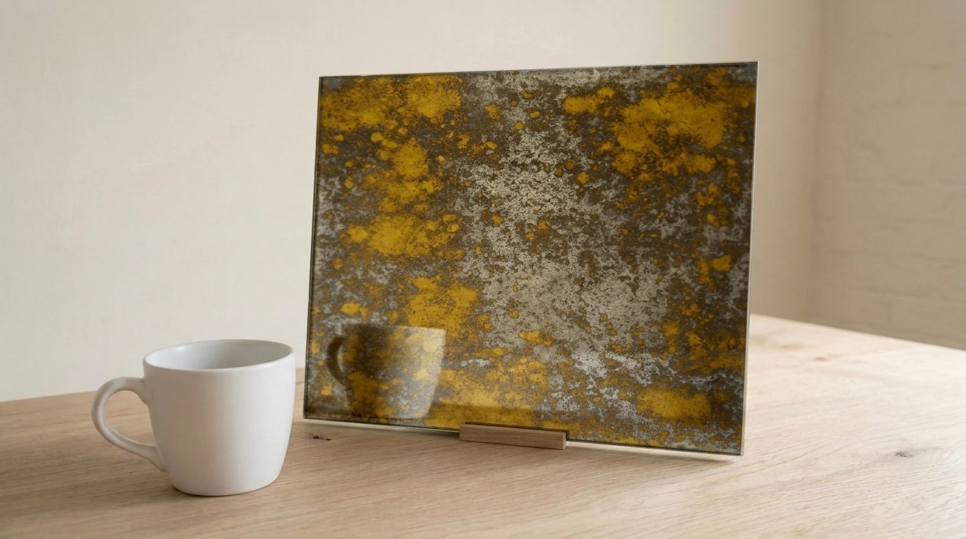 Aurelia Heavy Toughenable Antique Mirror on Silver with the white reference cup
