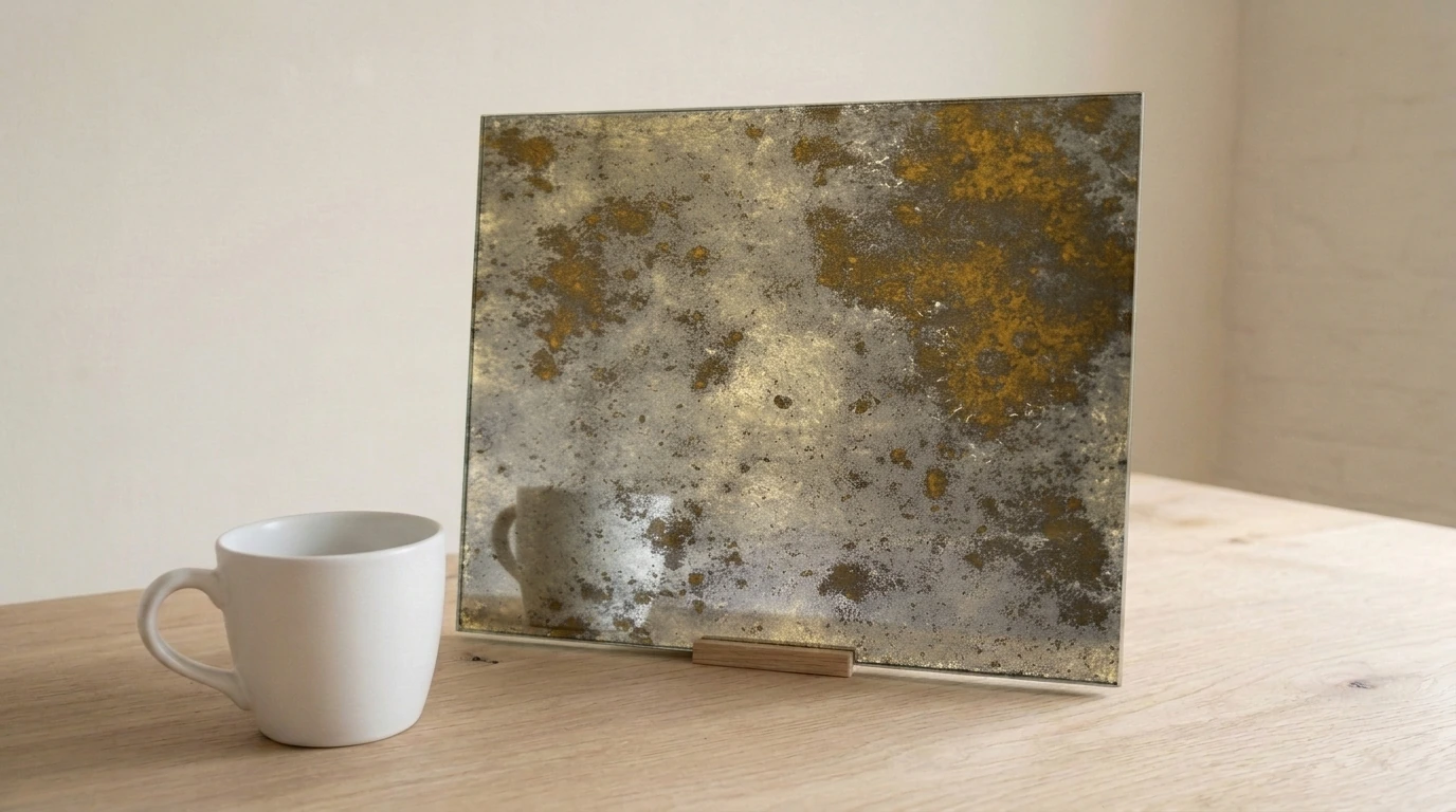 Aurelia Medium Toughenable Antique Mirror on Silver with the white reference cup