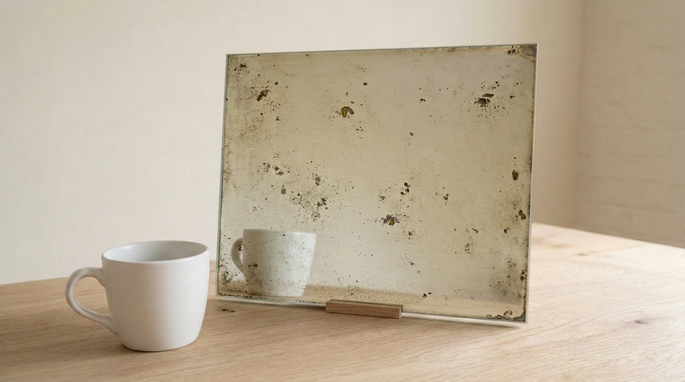 Aurelia Sparse Toughenable Antique Mirror on Silver with the white reference cup