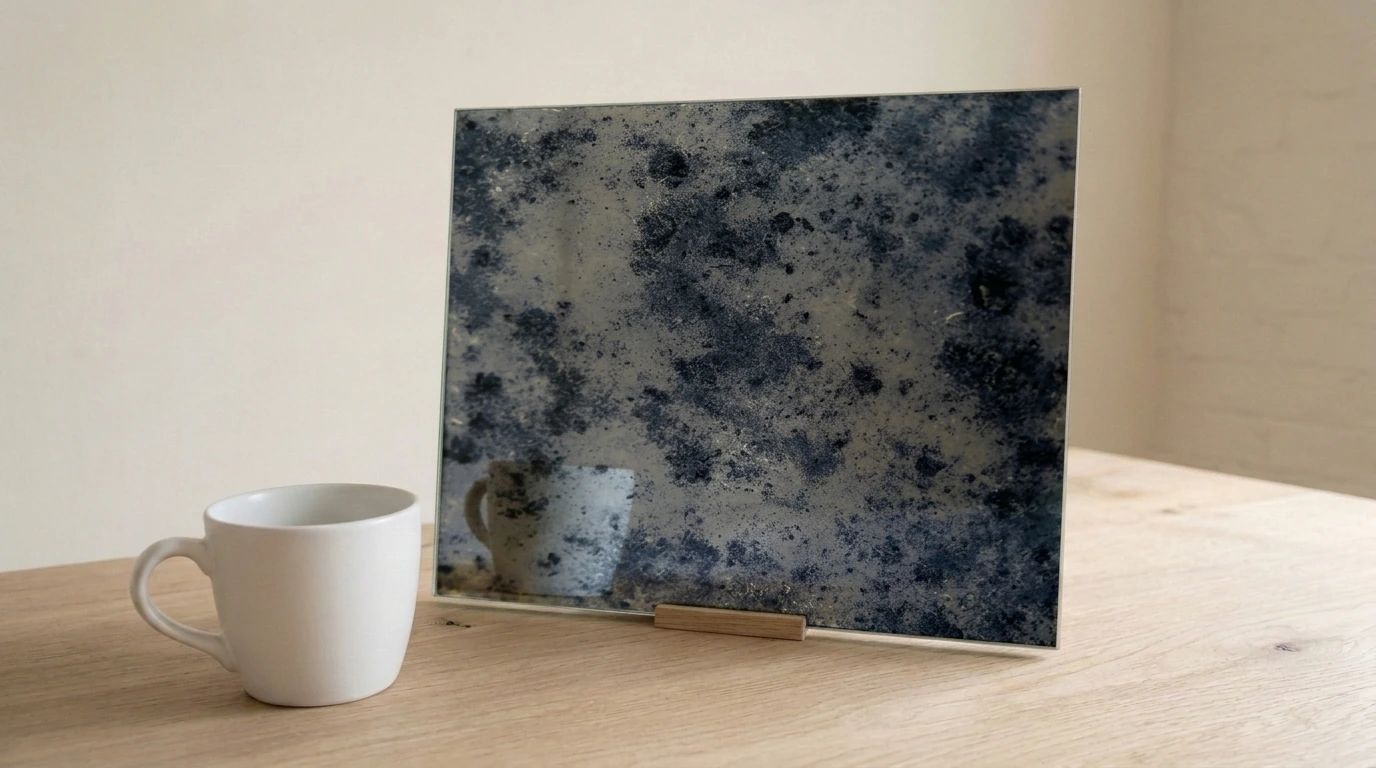 Caligo Medium Toughenable Antique Mirror on Silver with the white reference cup