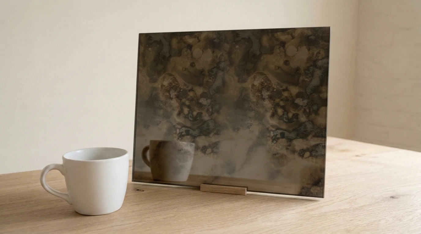 Castania Antique Mirror on Bronze with the white reference cup
