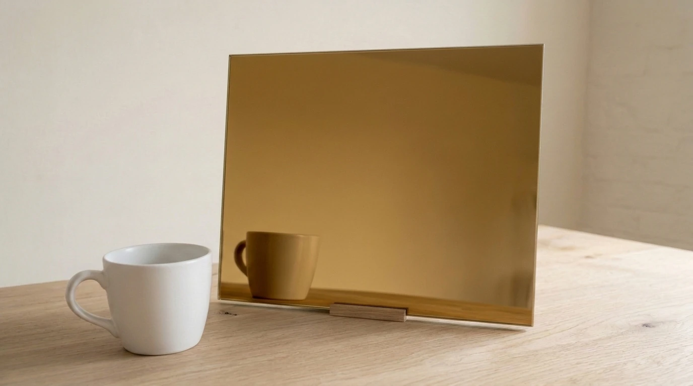 Classic Gold Tinted Mirror with the white reference cup