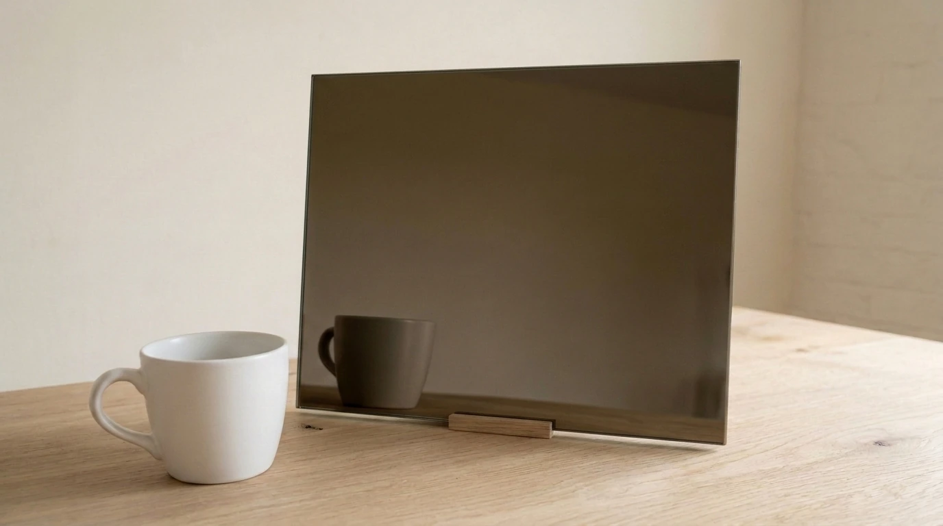 Colour reflect: Bronze Toughened Mirror with the white reference cup