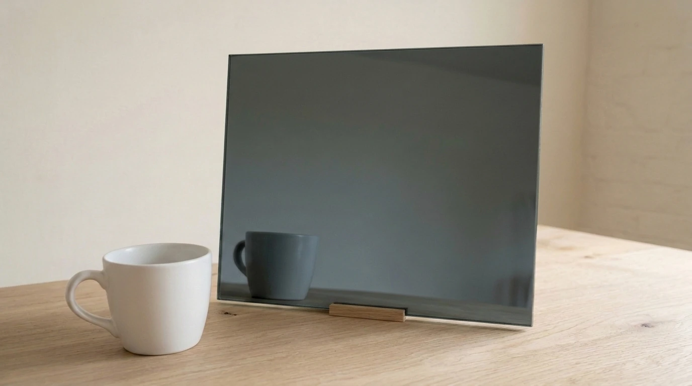 Colour reflect: Grey Toughened Mirror with the white reference cup