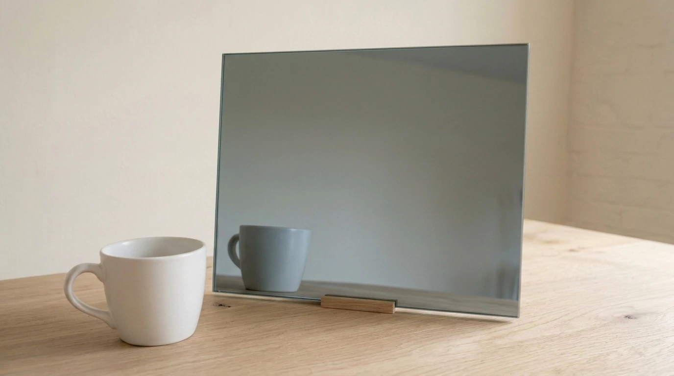 Colour reflect: Silver Toughened Mirror with the white reference cup
