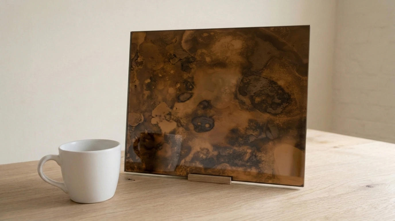 Cuprum Antique Mirror on Bronze with the white reference cup
