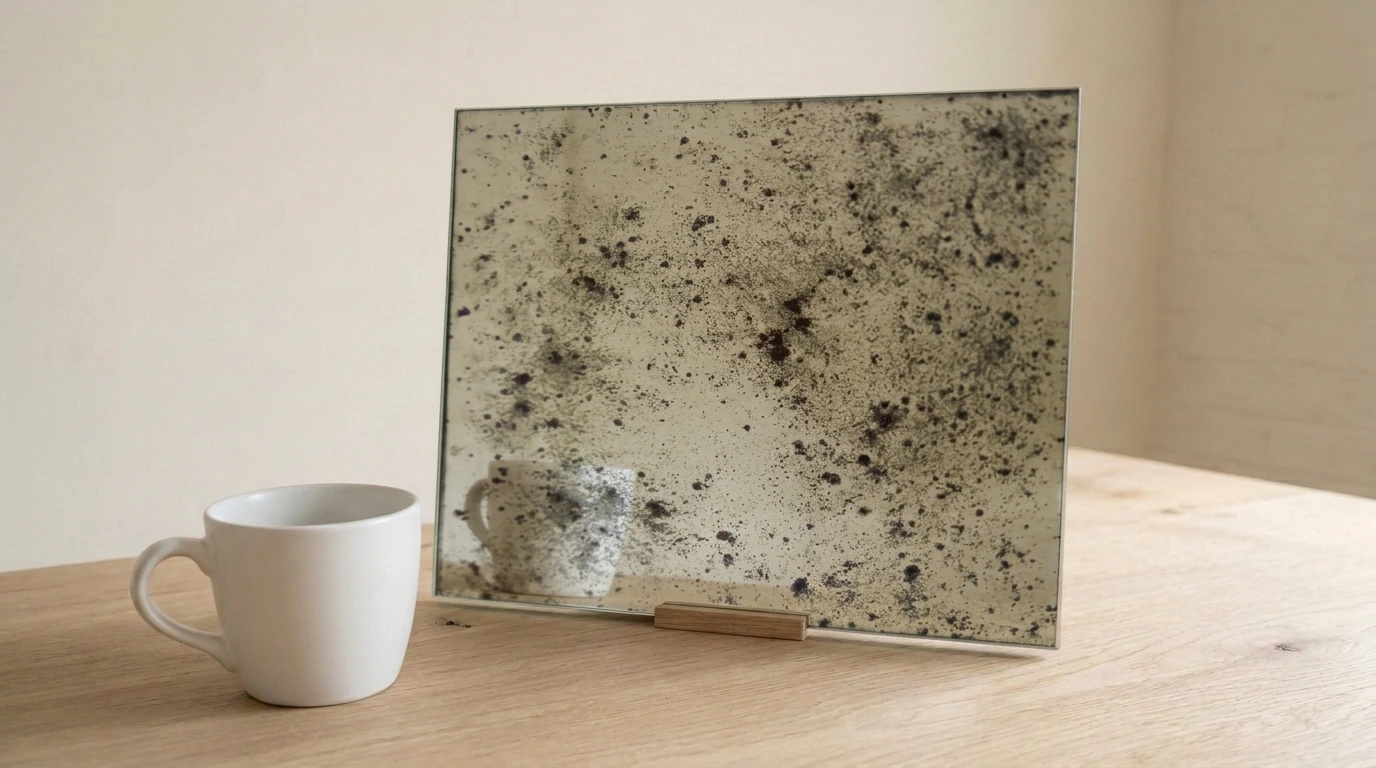 Ferrum Light Toughenable Antique Mirror on Silver with the white reference cup