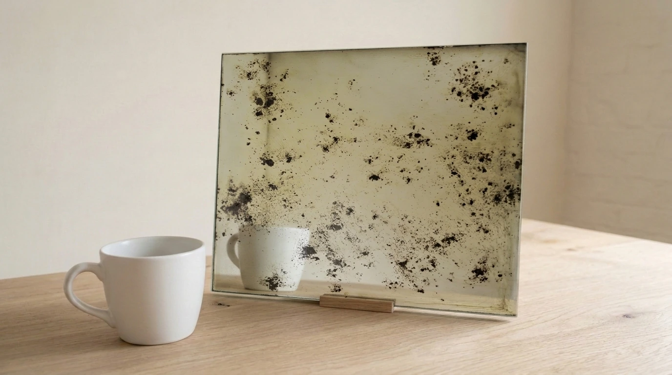 Ferrum Sparse Toughenable Antique Mirror on Silver with the white reference cup