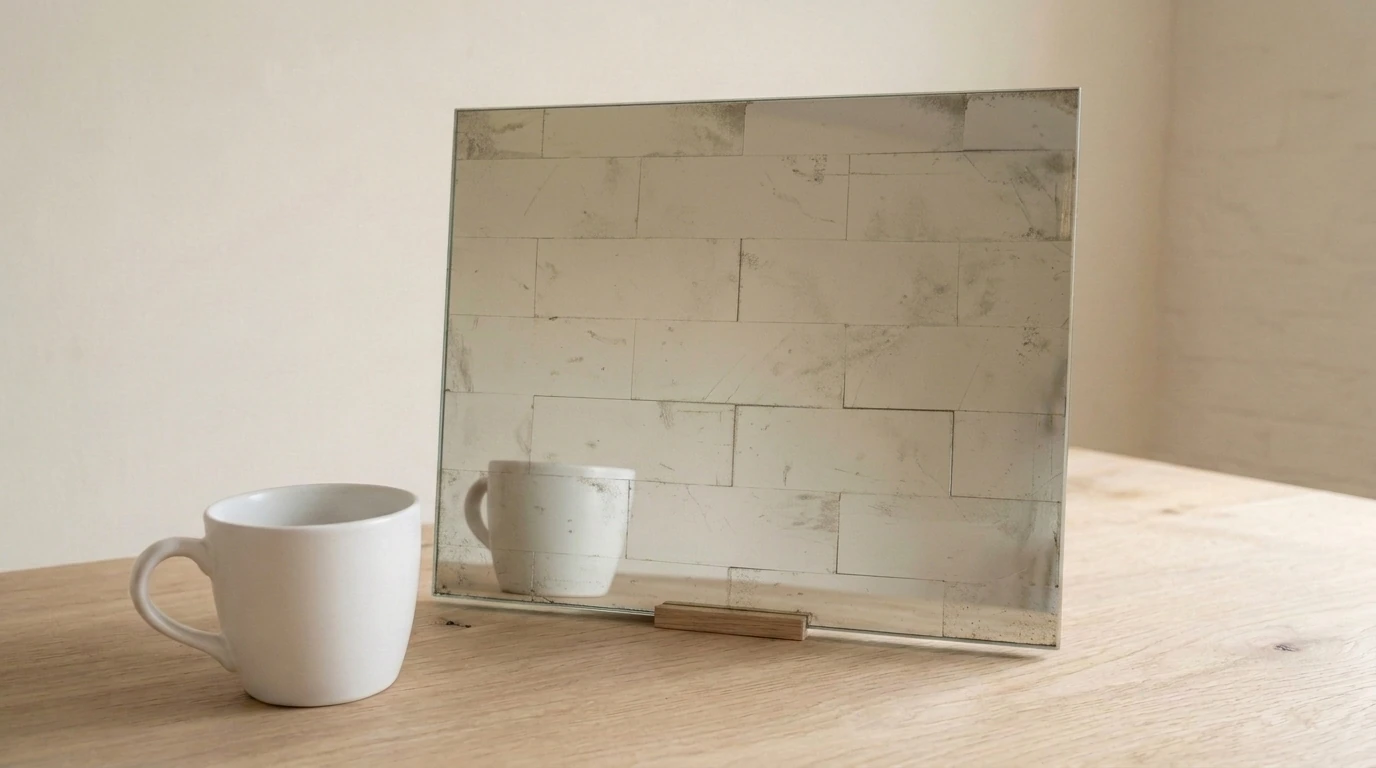 Fortis Silver Leaf Toughenable Mirror on Silver with the white reference cup
