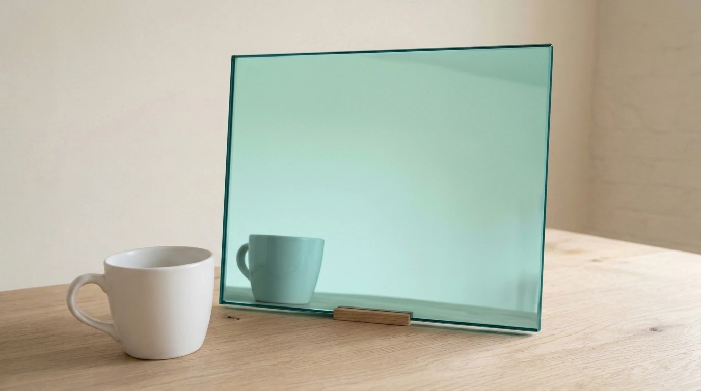 Green Tinted Mirror with the white reference cup