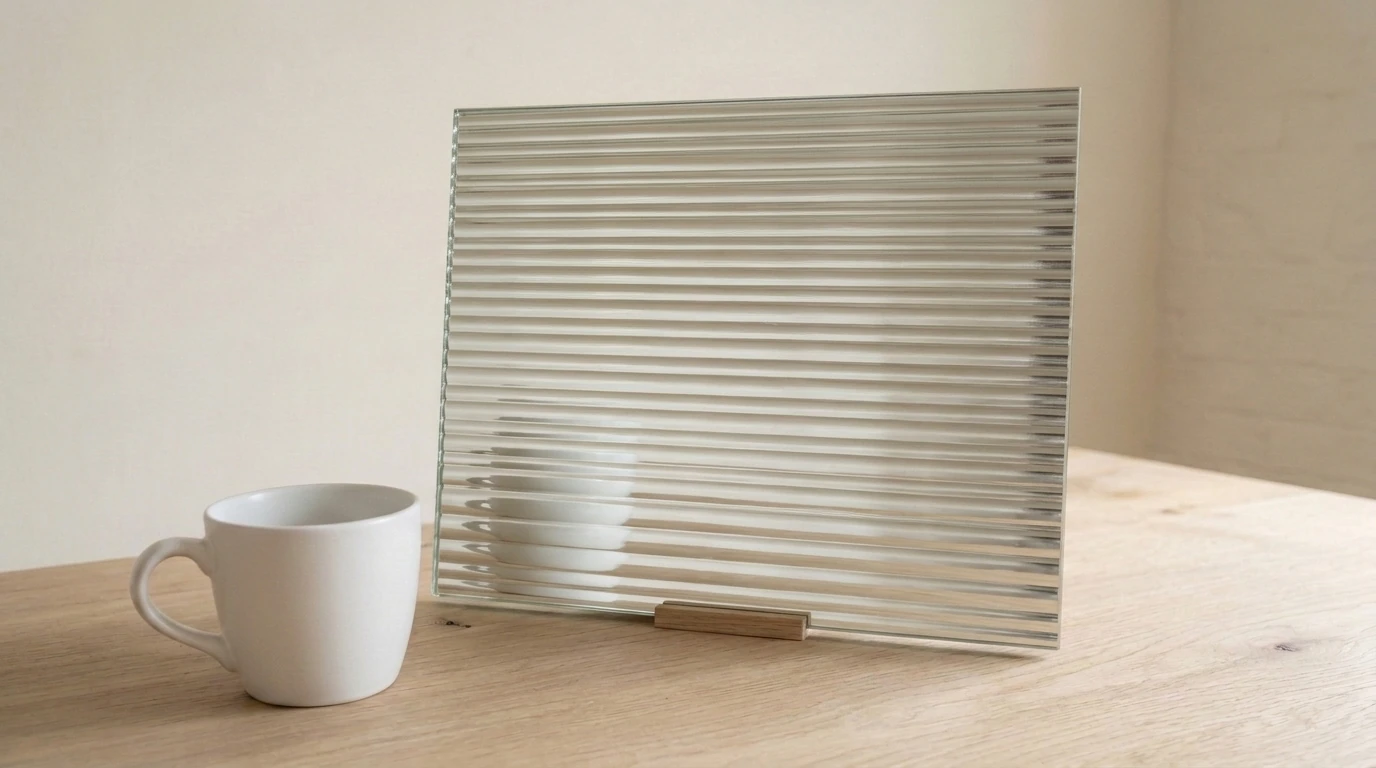 Silver Reeded Laminated Mirror with the white reference cup