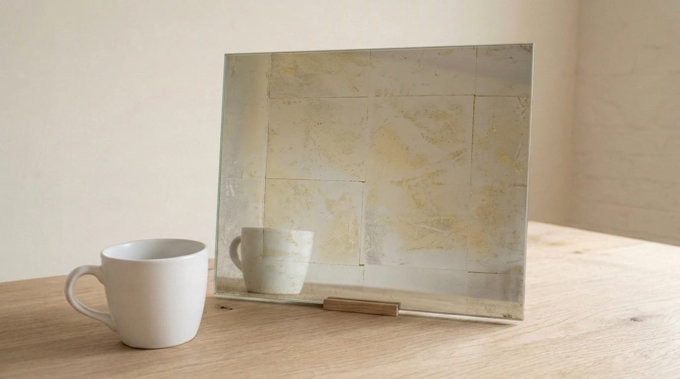 Strata Gold Leaf Toughenable Mirror on Silver with the white reference cup