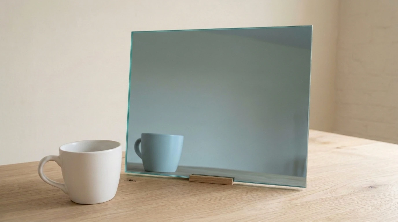 TV Mirror – Mirroview 50/50 with the white reference cup