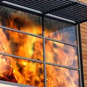 A Window With A Fire In It