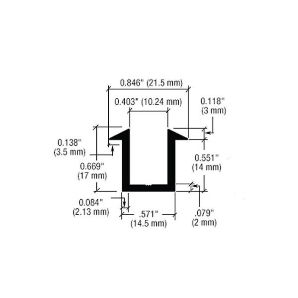 Aluminium Recessed U Channel for 10mm Glass Shower Screens - BuyGlass.Co