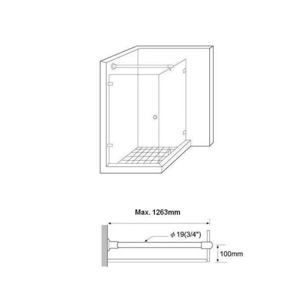 Glass to Wall Reinforcement Bar Set 1 Satin Stainless Steel - BuyGlass.Co