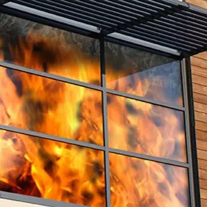 a window with a fire in it